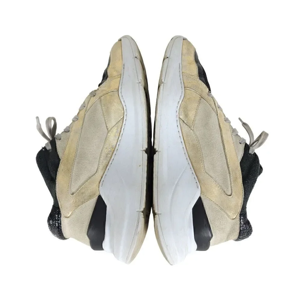 P448 Women's Leia EU40 US9-9,5 Gold Mutli Shimmery Suede Lined Platform Sneakers